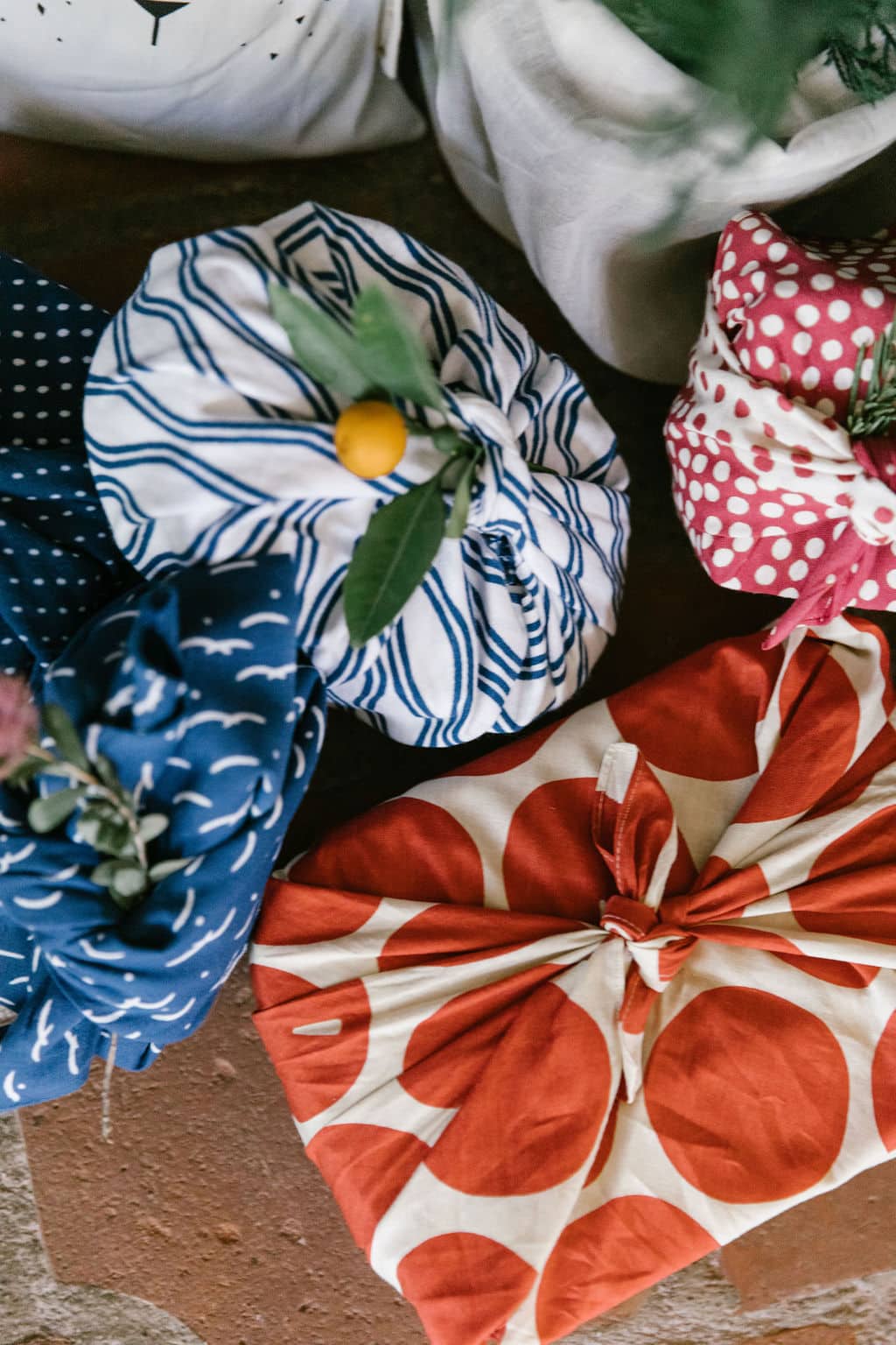 Furoshiki wrapped presents