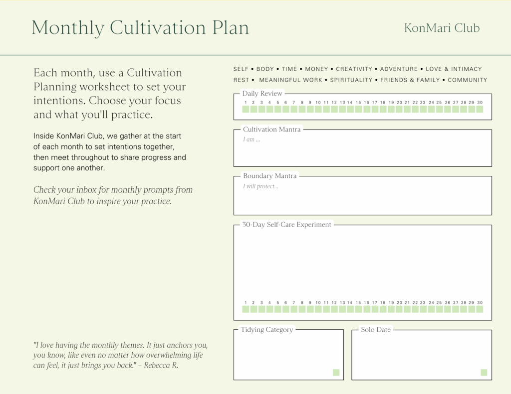 Monthly Cultivation Plan